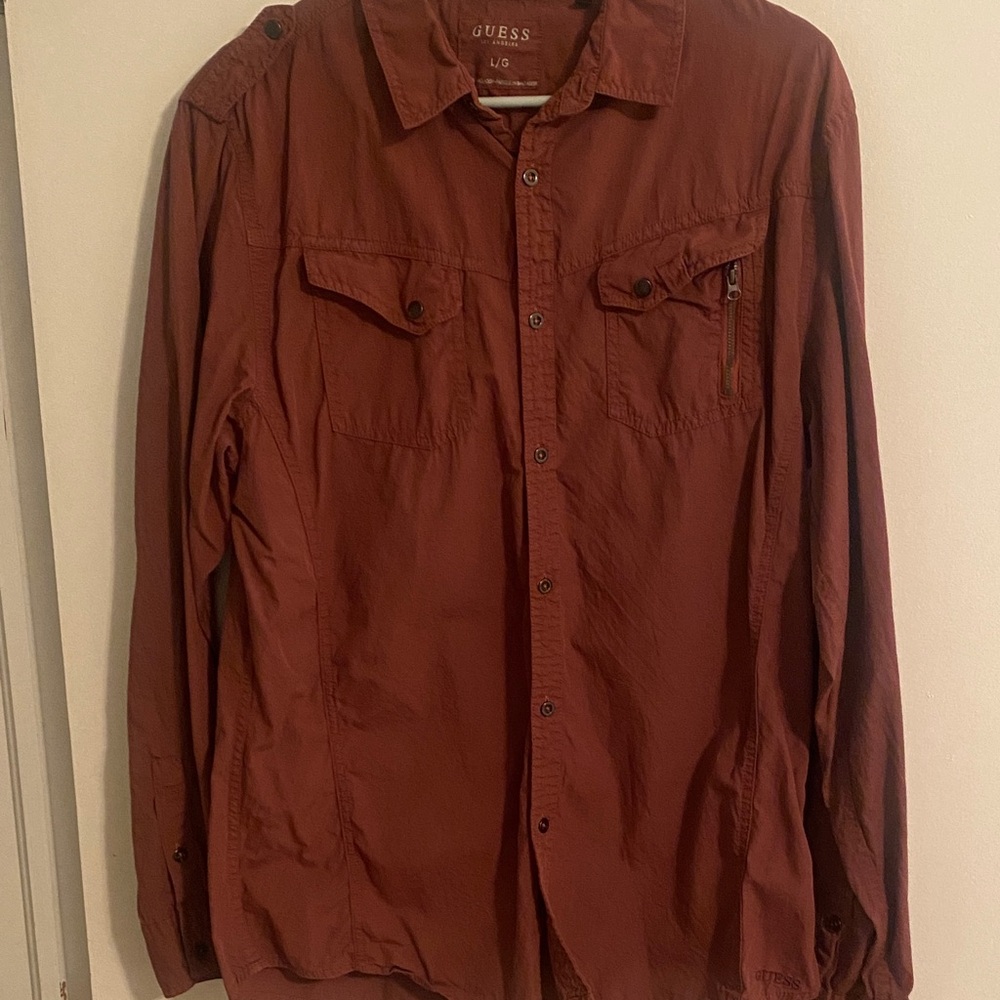 GUESS Men's Brick Red Shirt Jacket